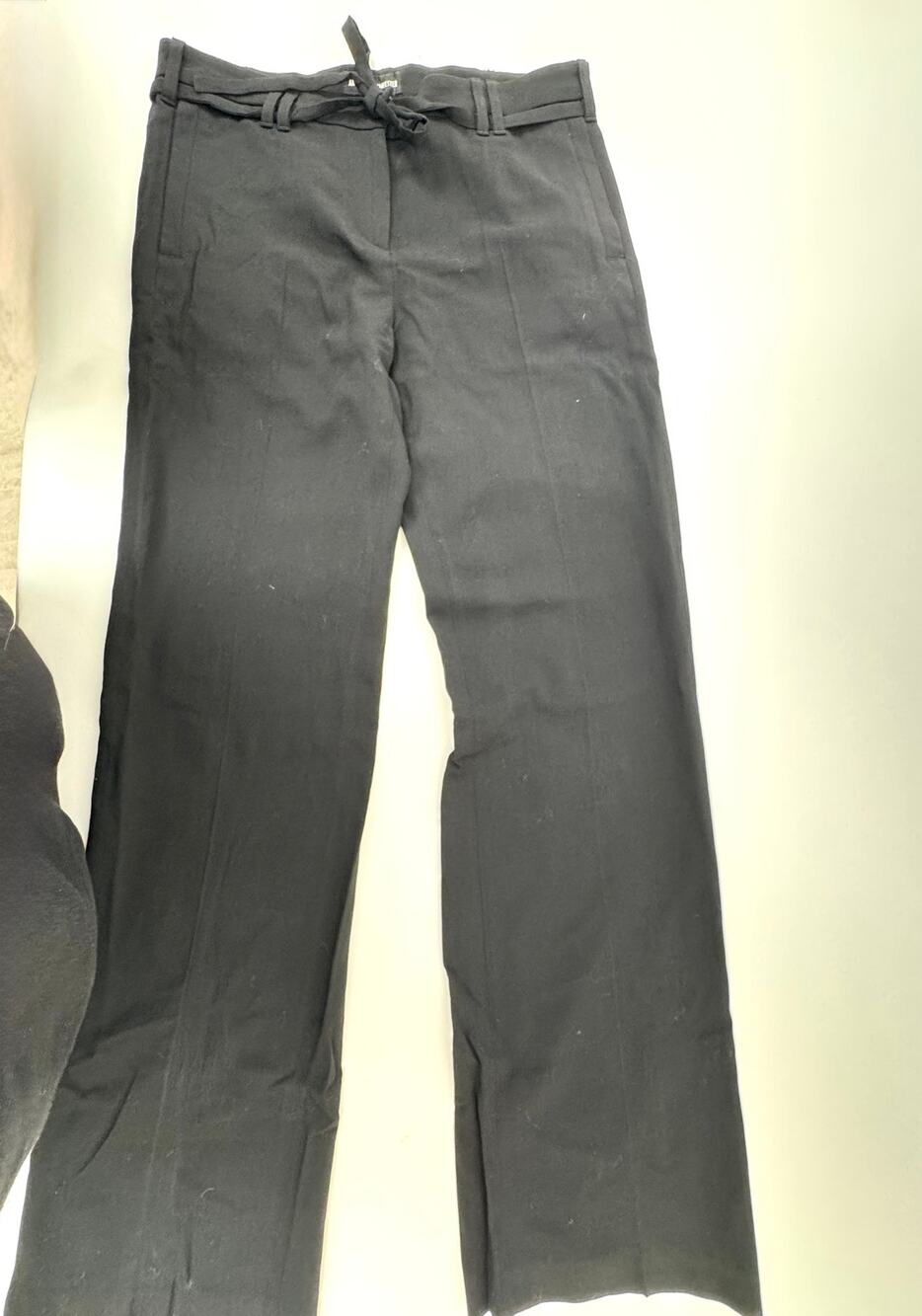 Ann Demeulemeester Black Tie Belt Tailored Wide Leg Trouser Pants Size 34
